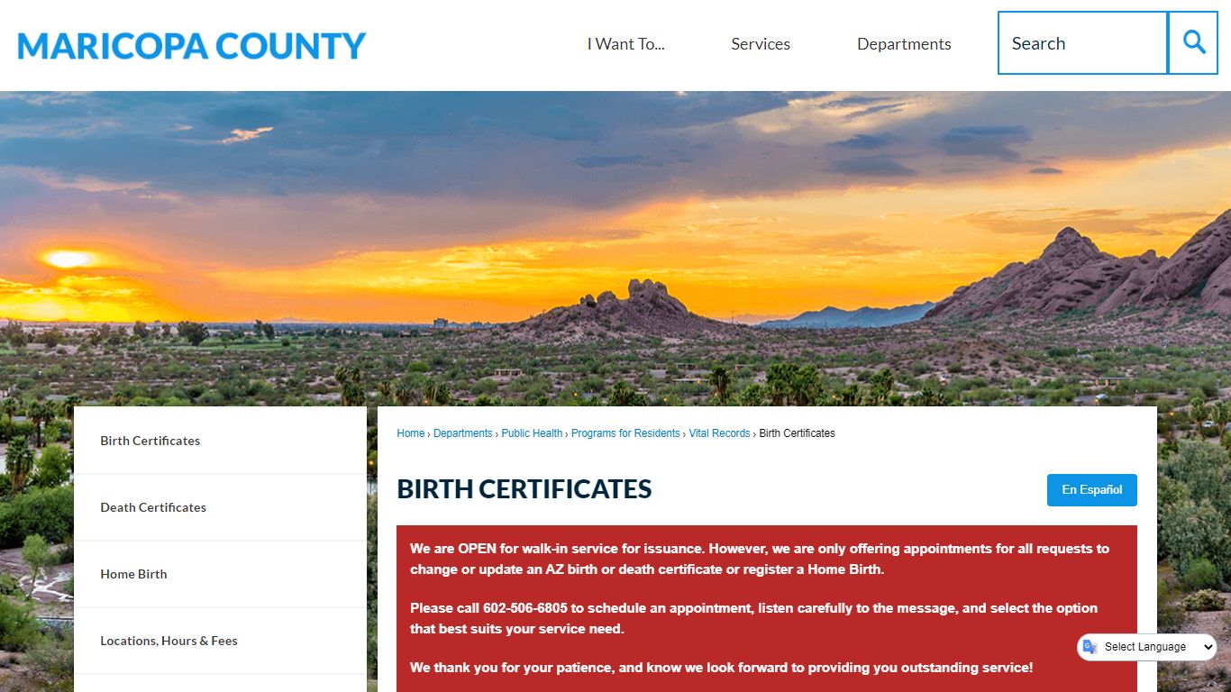 Birth Certificates | Maricopa County, AZ